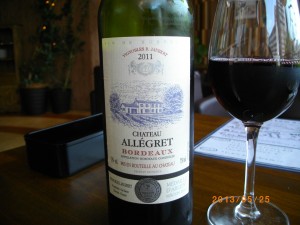 Chateau Allegret Bordeaux 2011 / シャトー アレグレ ボルドー 2011 [ワイン食堂 ボッテBotte]